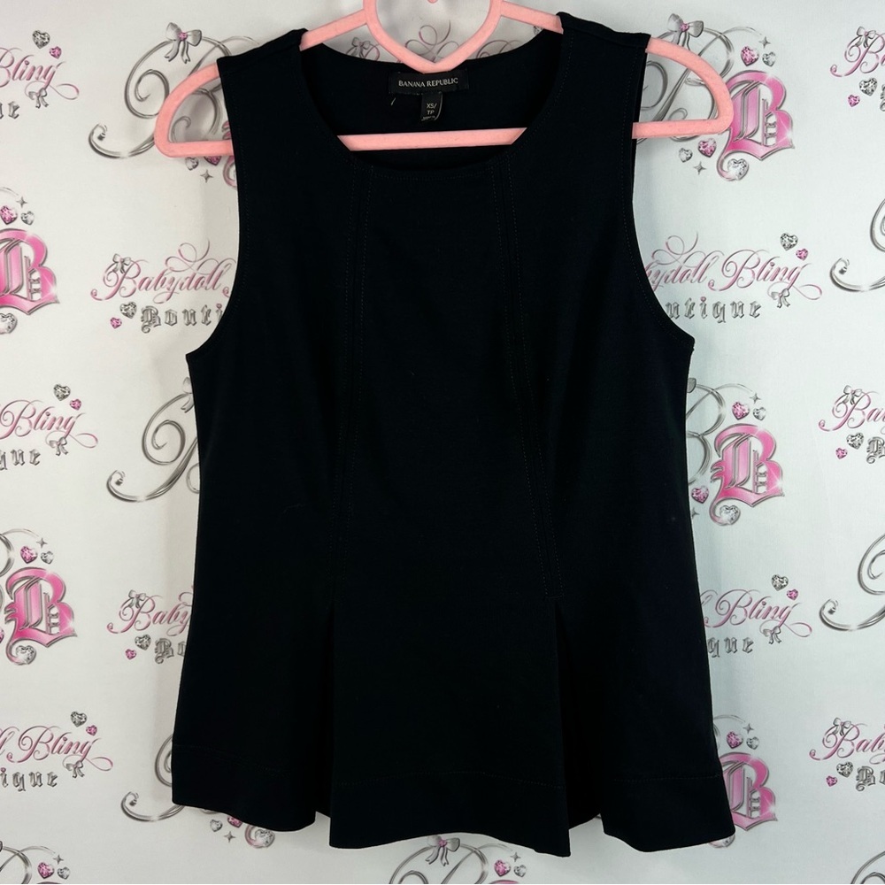 Banana Republic tank top camisole rutched detail Black Tank Top